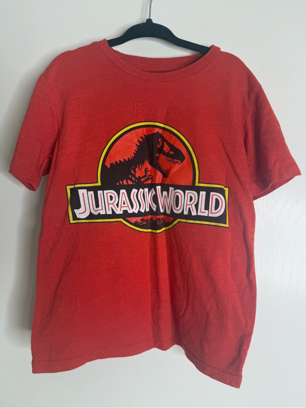 Kids Jurassic World Cotton Tshirt Red Dinosaur XS